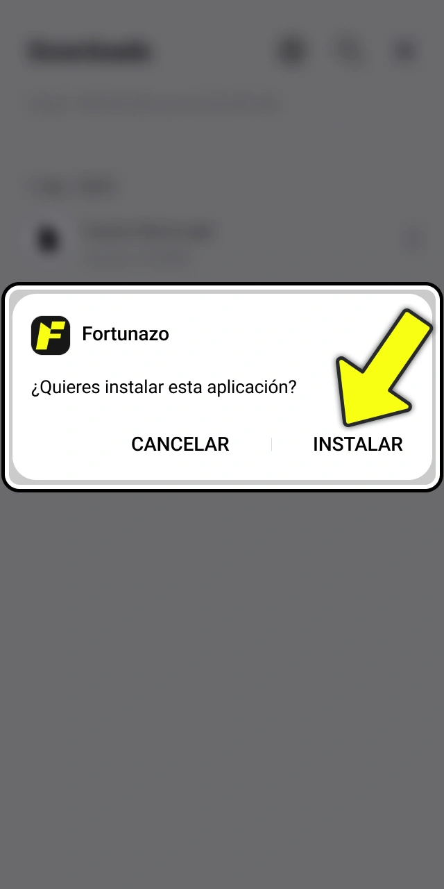 Confirmá la instalación de la aplicación móvil en Fortunazo.